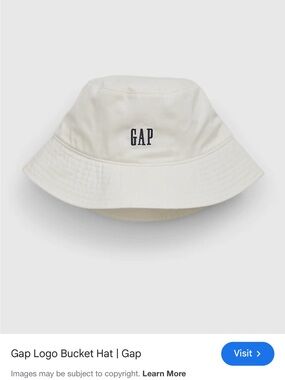 GAP Kids Cream Bucket Hat with Navy Logo